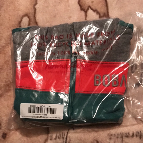 🖤NWT HANNA ANDERSSON STAR WARS BOBA FETT FRENCH TERRY HOODIE SZ 3 (90)🖤 - Picture 2 of 3